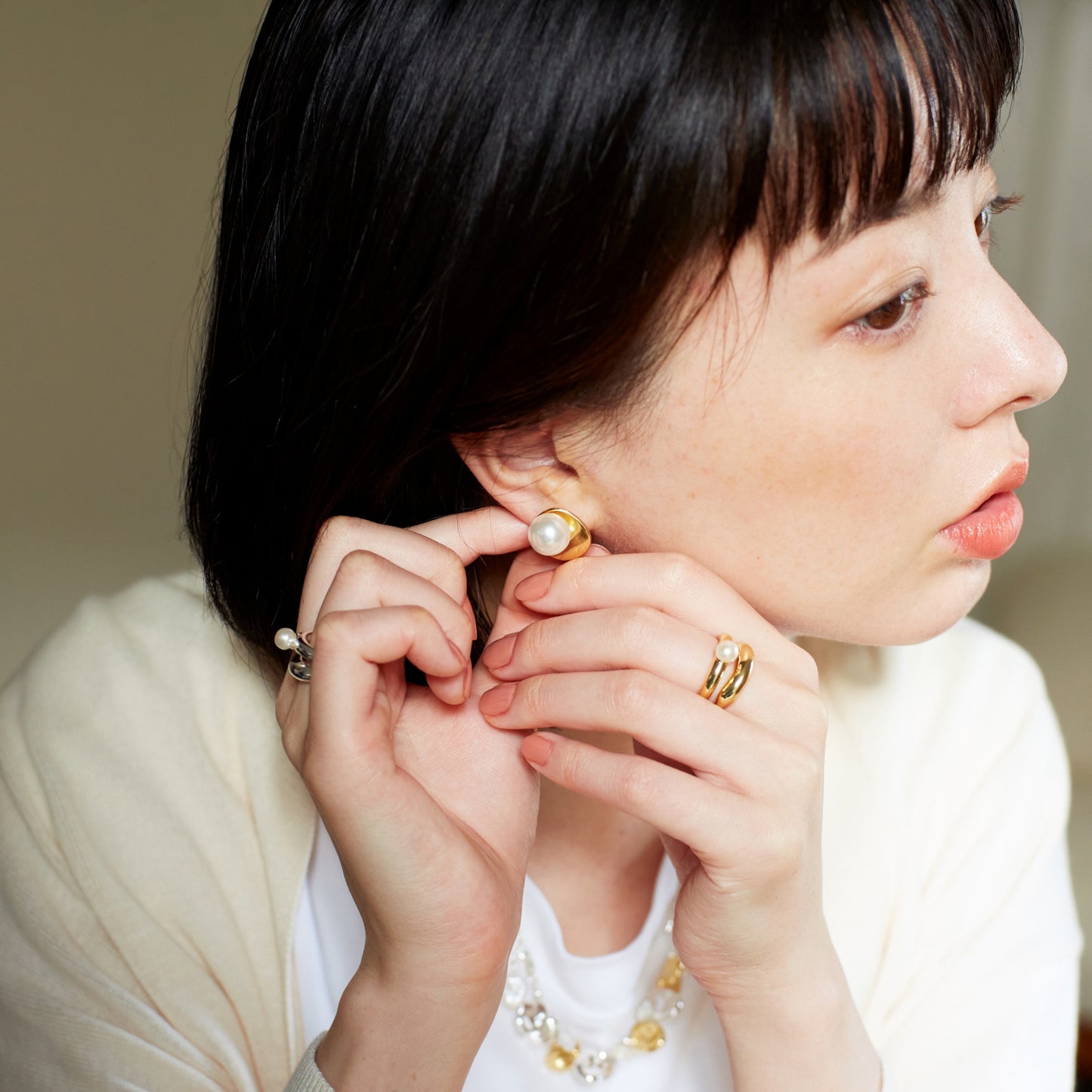 Big pearl Simple Pierce