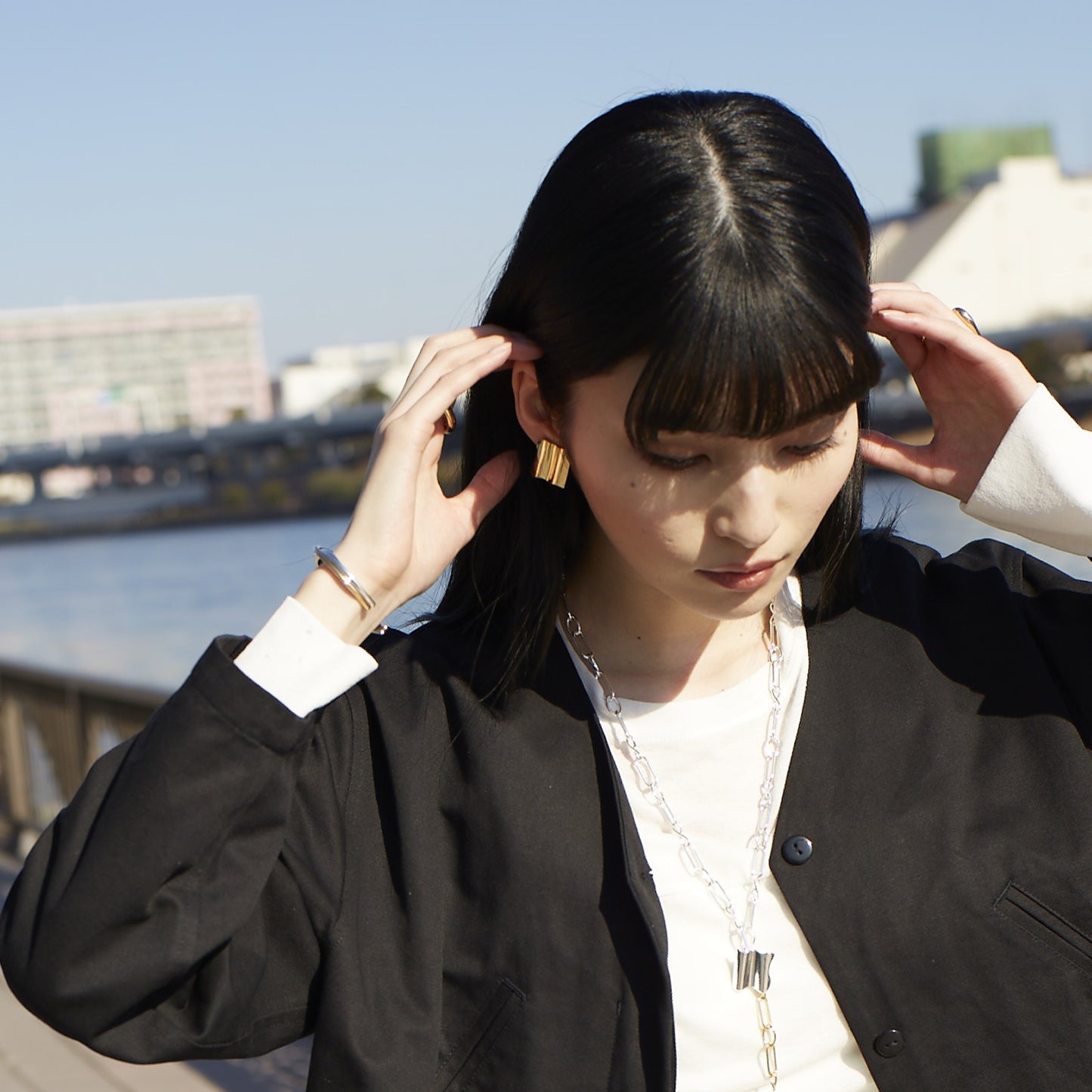 wave square earrings