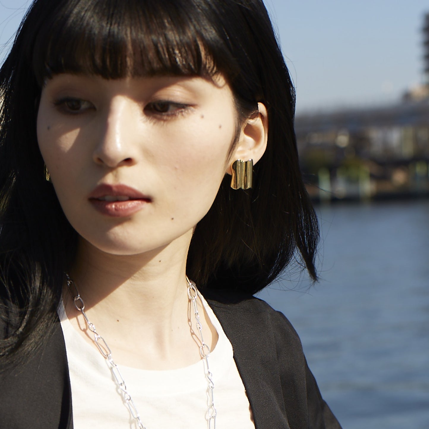 wave square earrings