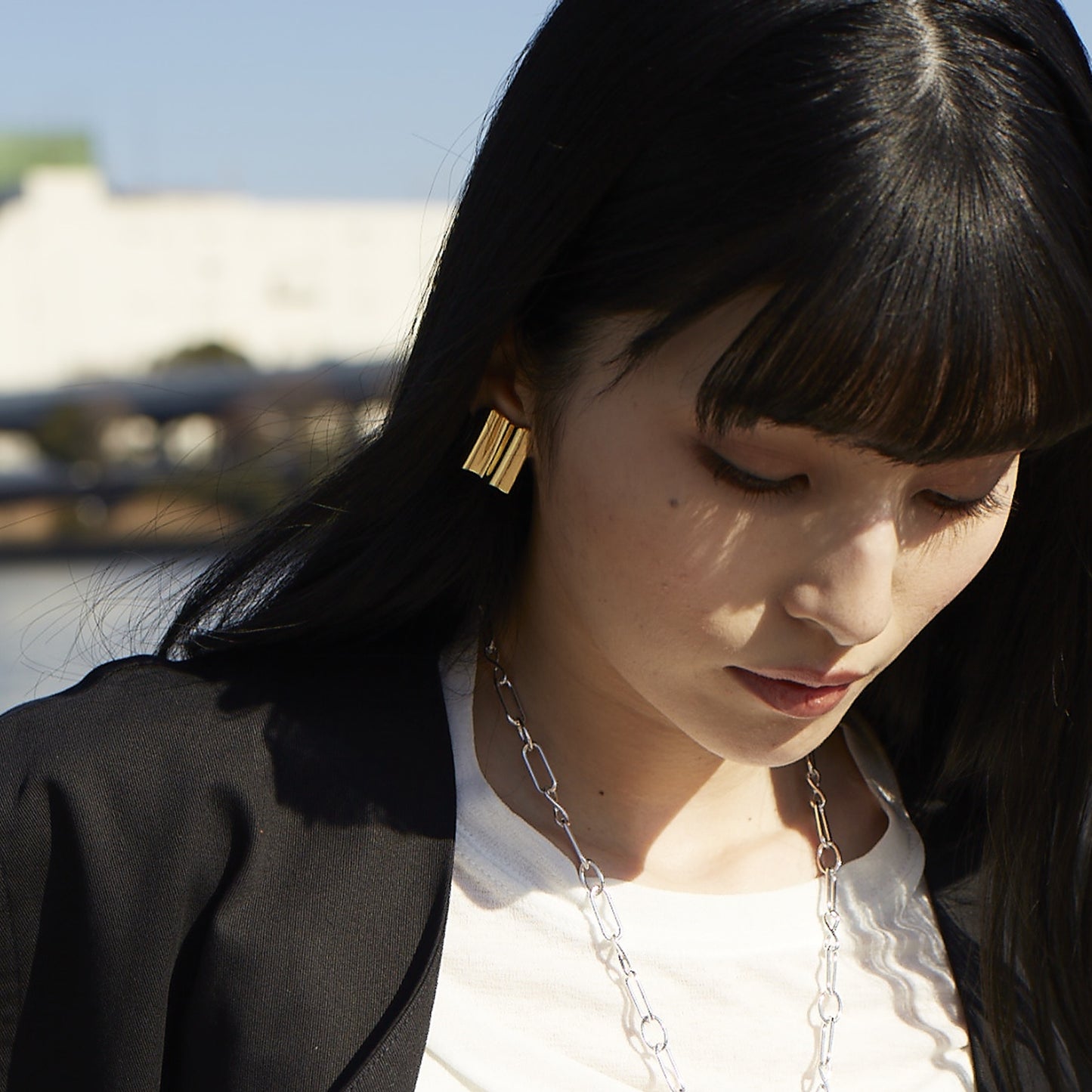 wave square earrings