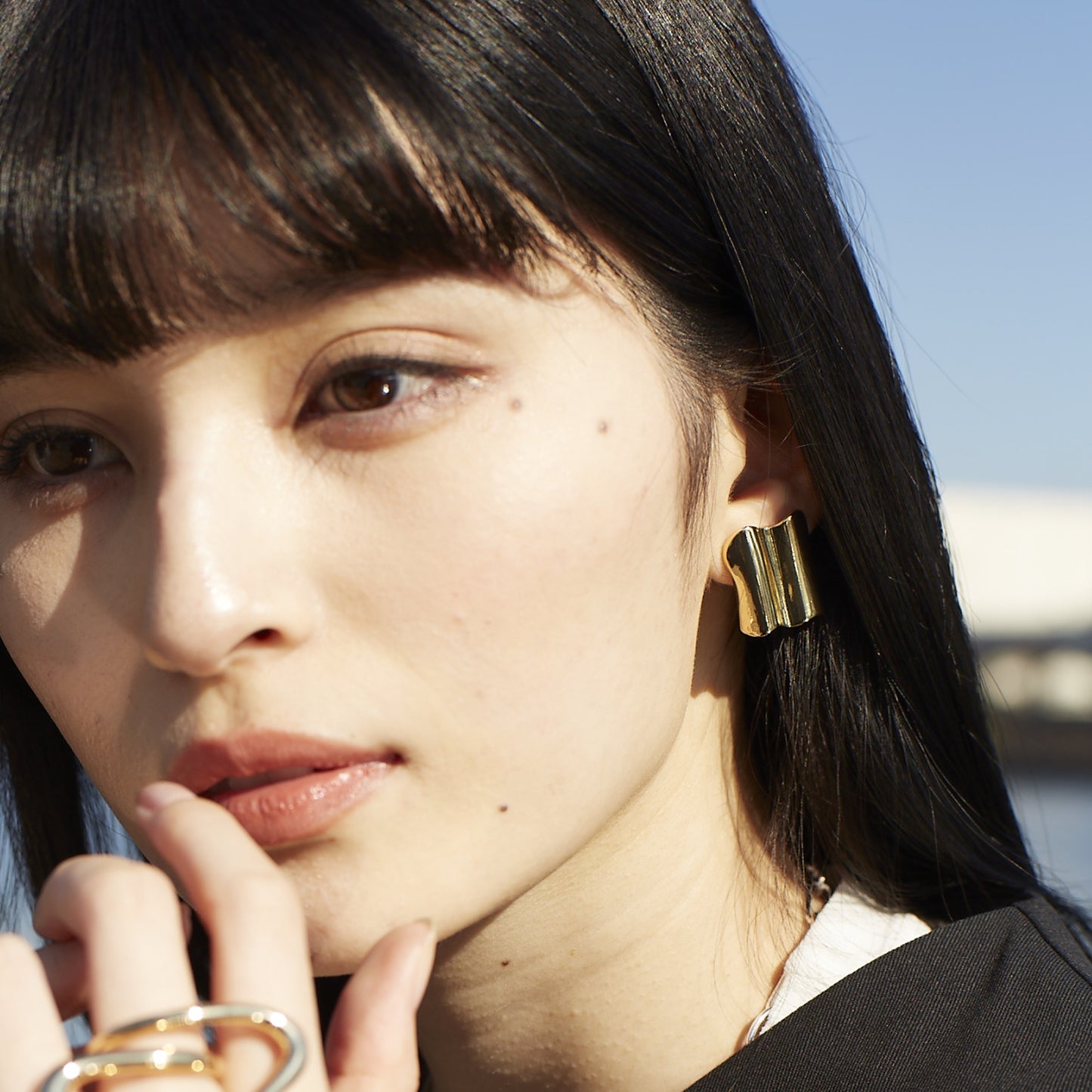wave square earrings
