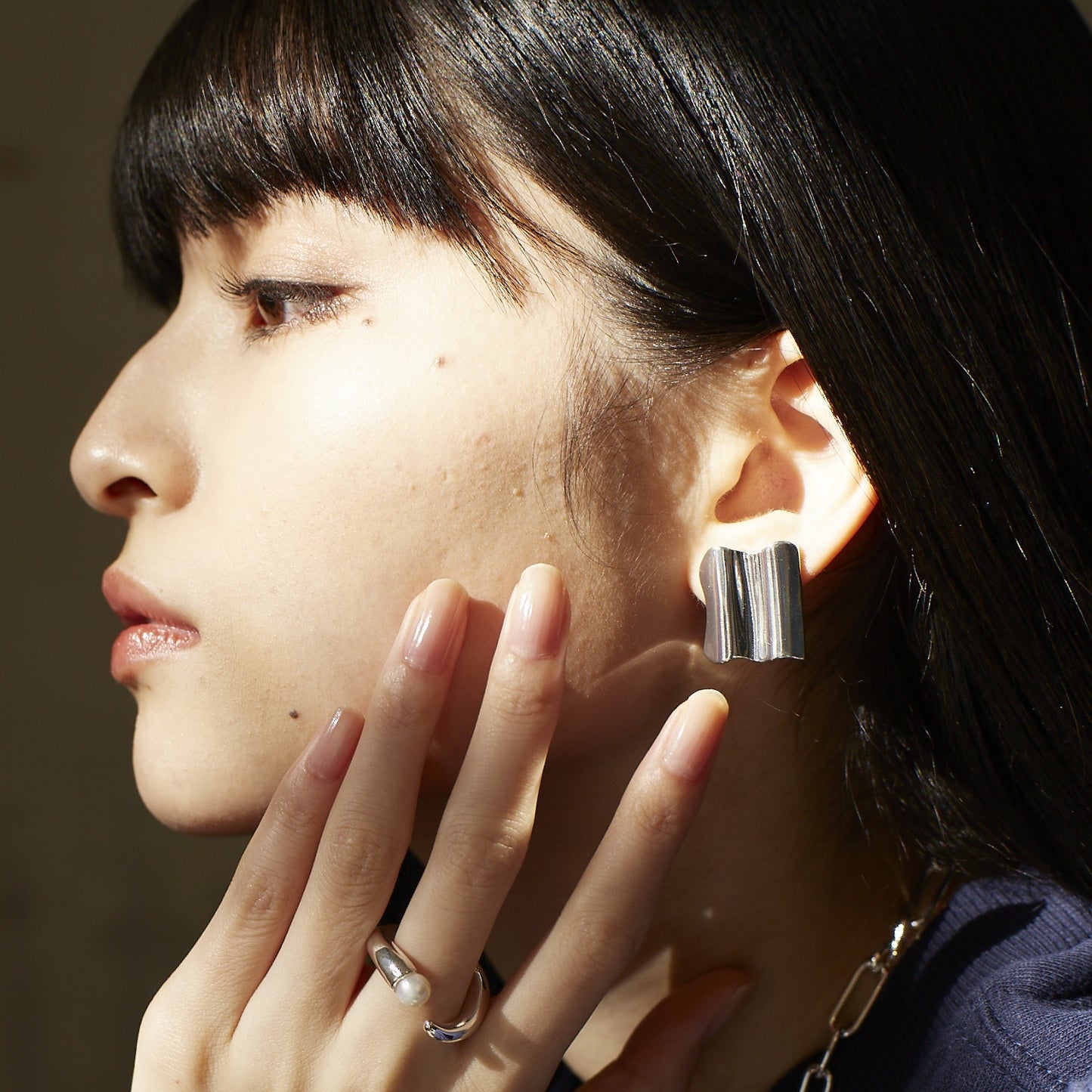 wave square earrings