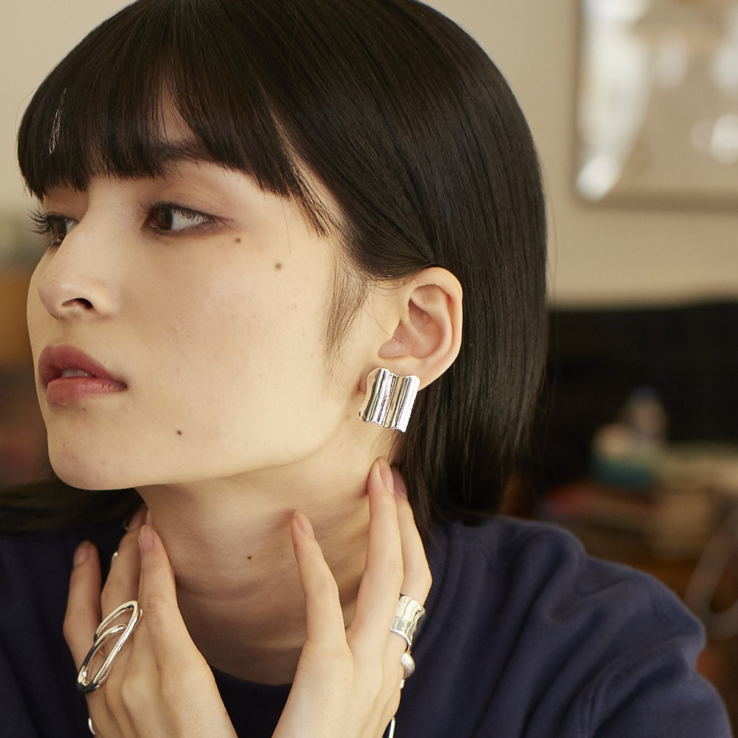 wave square earrings