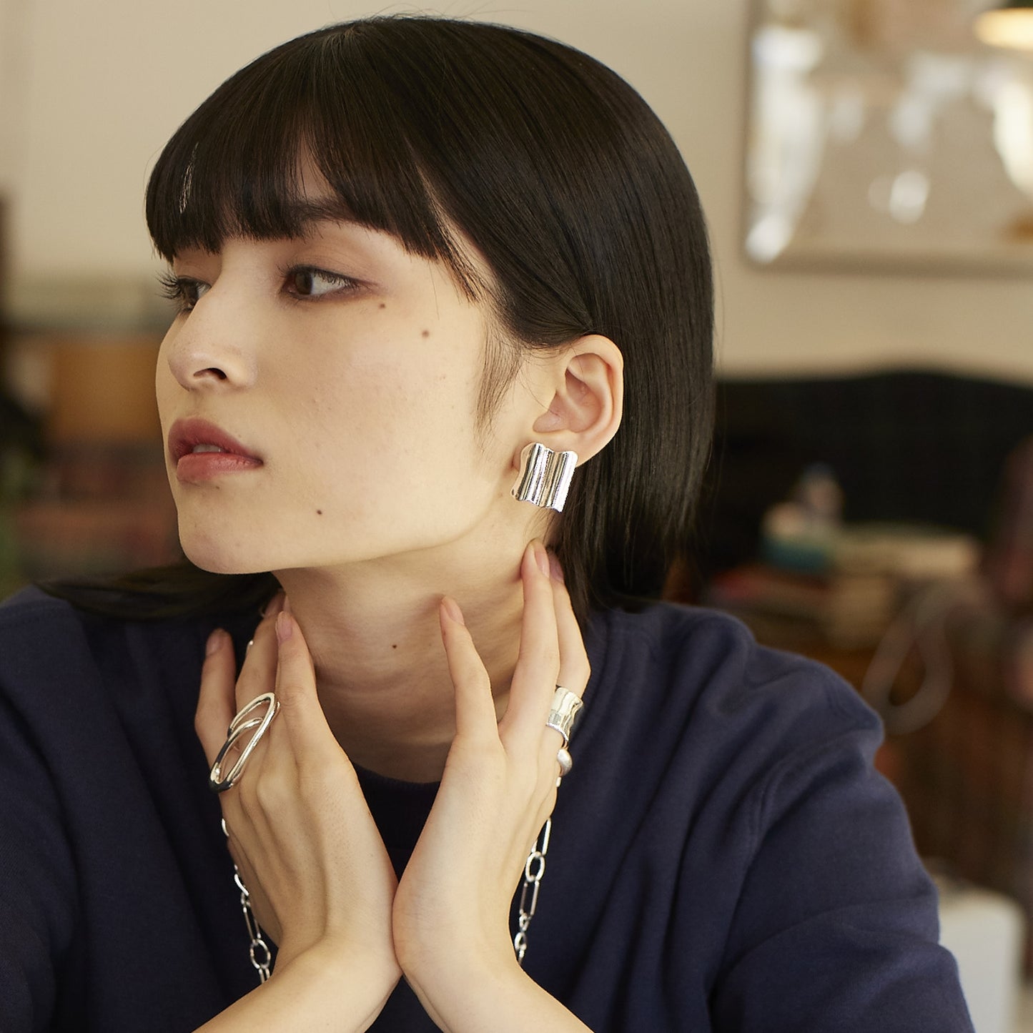 wave square earrings